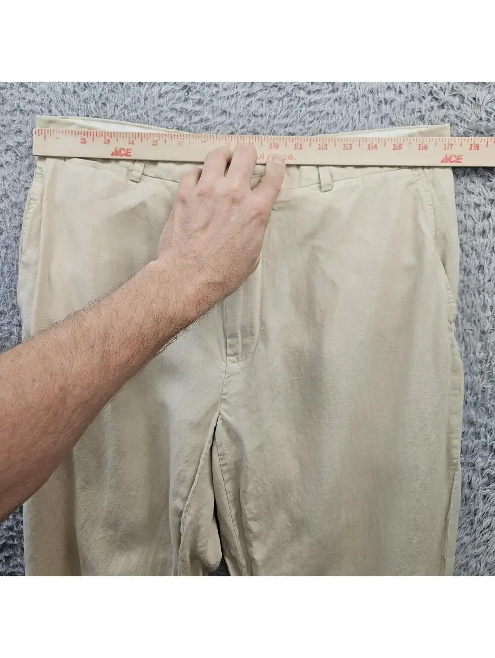 POLO Ralph Lauren Vintage Chino Pants Men 36 (Fits 33-34x30) Linen Silk Beige *
